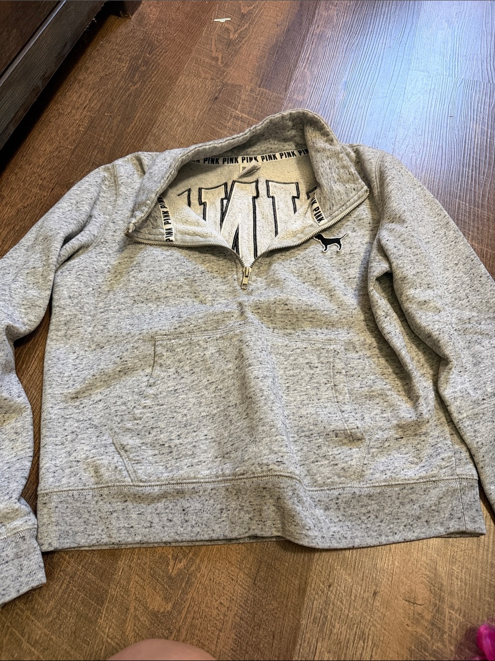 PINK Victoria's Secret Light Heather Gray Half-Zip Pullover